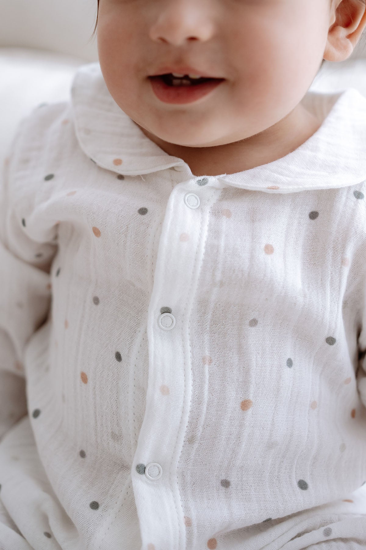 Müslin Bebek Tulumu  | Green Dots image 1