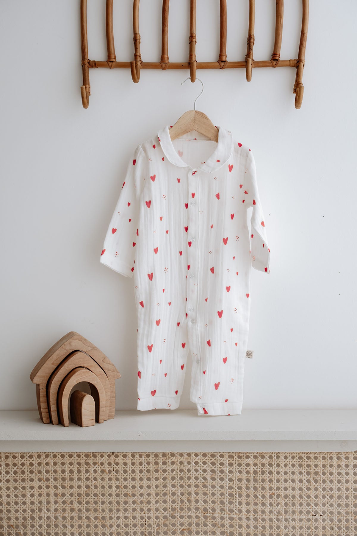 Müslin Bebek Tulumu  | Red Hearts image 6