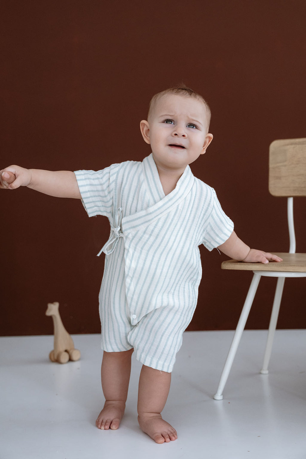 %100 Pamuk Müslin Bebek Çocuk Kimono Romper - Kısa Tulum image 7