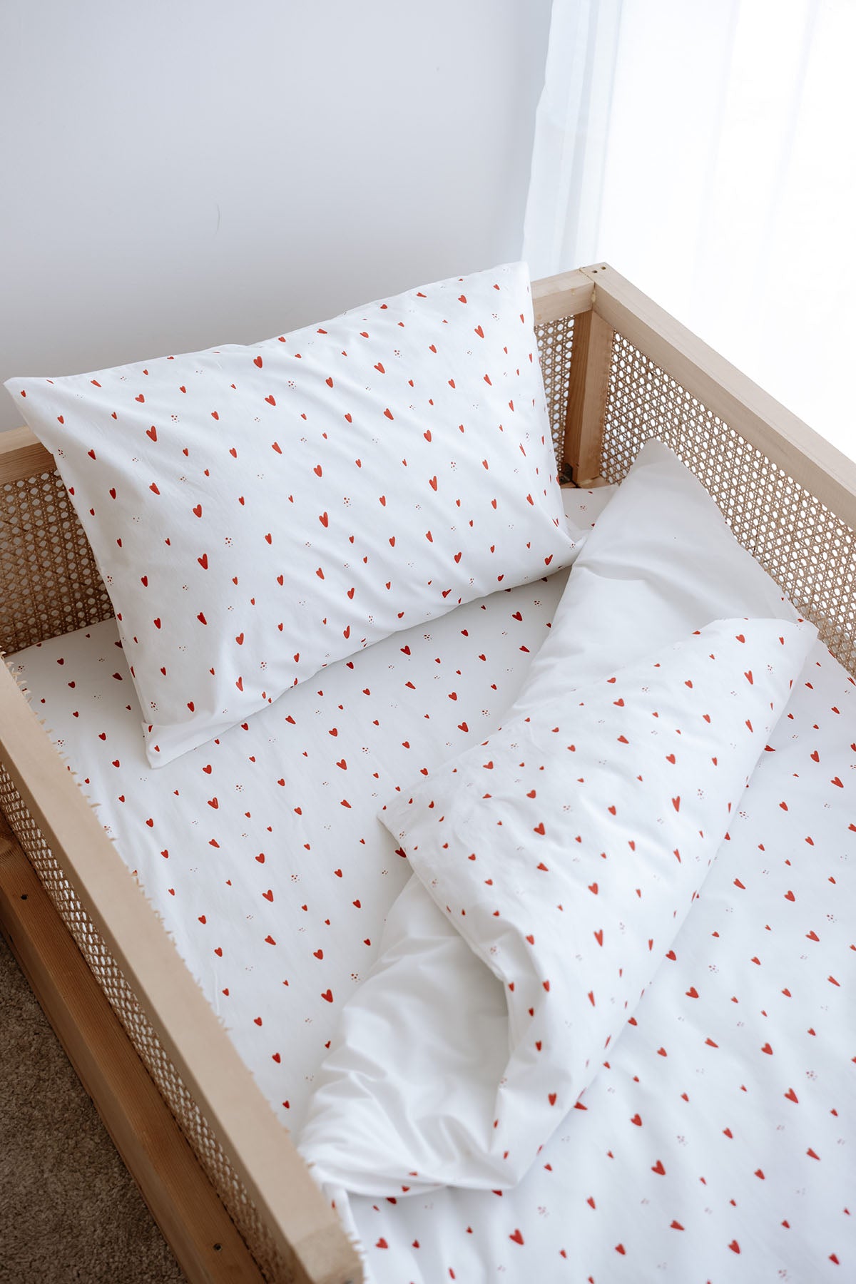 Montessori Nevresim Takımı (100x200) | Red Hearts image 0