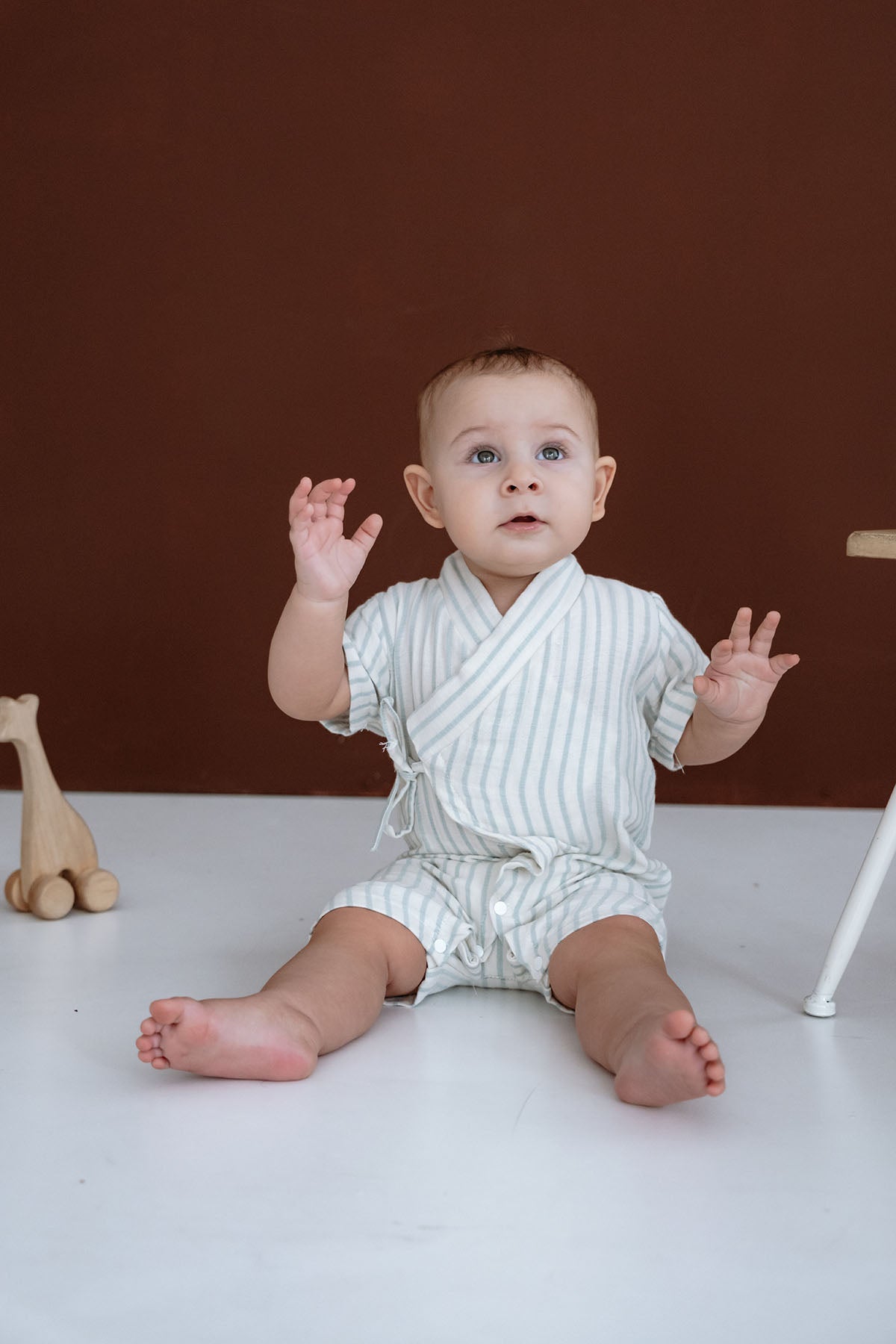%100 Pamuk Müslin Bebek Çocuk Kimono Romper - Kısa Tulum image 4