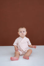 %100 Pamuk Müslin Bebek Çocuk Kimono Romper - Kısa Tulum image 1